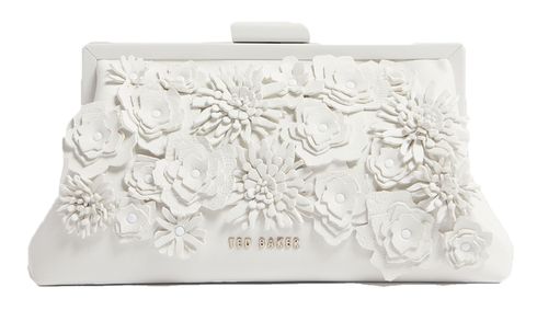 Ted Baker Fiorell Flower 3D Applique Clutch Bag White