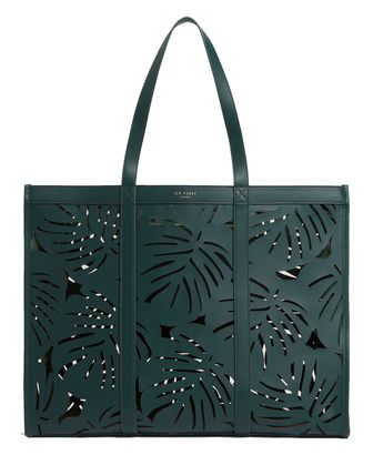 Ted Baker Leiian Leaf Detail Laser Cut Tote Bag XL Green