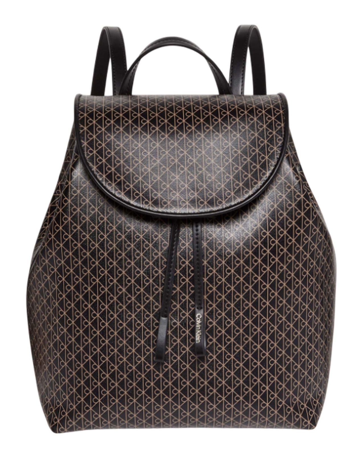 Calvin Klein Coated Emblem Flap Backpack Black AOP Calvin Klein Coated Emblem Flap Backpack Black AOP