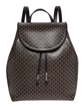 Calvin Klein Coated Emblem Flap Backpack Black AOP