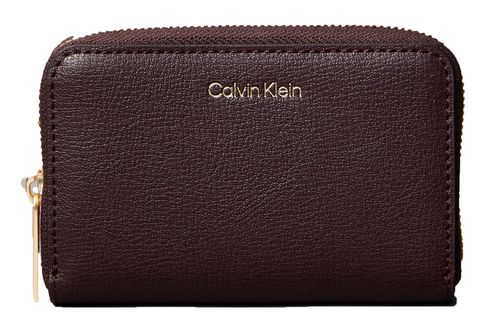 Calvin Klein Embossed Logo Zip Around Card Case M Fudge / Espresso