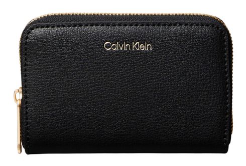 Calvin Klein Embossed Logo Zip Around Card Case M Black / Toasted Coconut