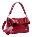 Desigual Borsa A Tracolla Loverty Shoulder Bag, Colore Rosso Carminio, Con Ciondolo Fiore, 25x31x12 Cm