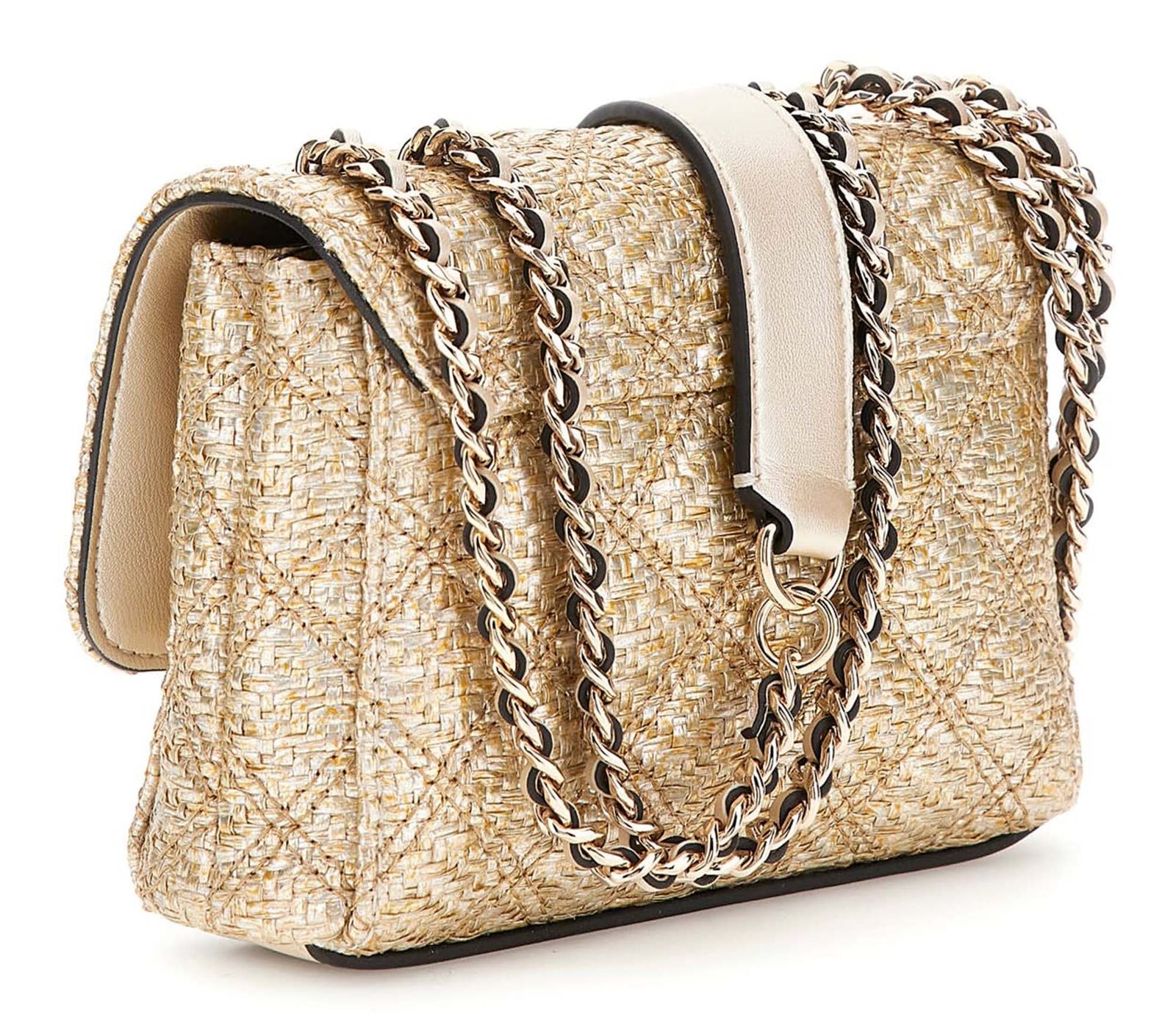 GUESS Giully II Mini Two Compartment Convertible Flap Bag Gold GUESS Giully II Mini Two Compartment Convertible Flap Bag Gold