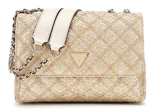 GUESS Giully II Two Compound Convertible Flap Bag Gold
