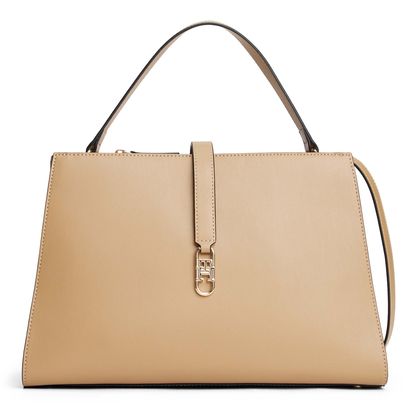 TOMMY HILFIGER TH Libre Medium Satchel Safari Canvas