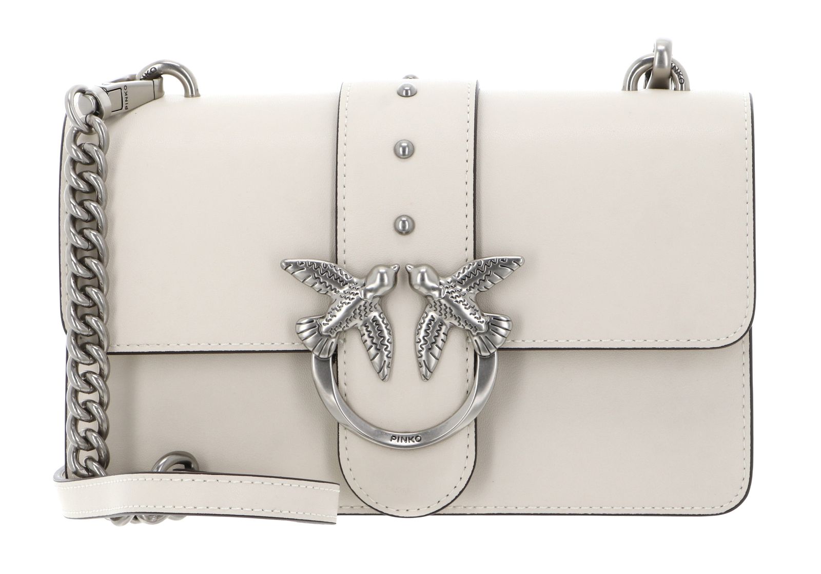 PINKO Love One Mini ST. CL. S Bianco Seta - Old Silver