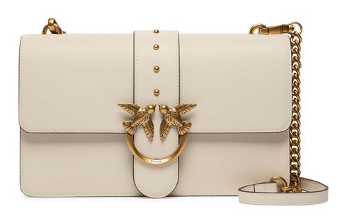 PINKO Love One Classic DC Shoulderbag M Bianco Seta - Antique Gold