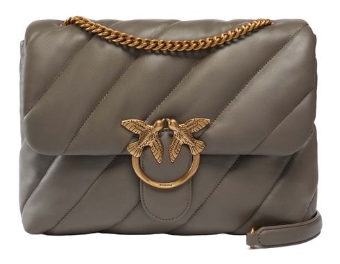 PINKO Love Puff Big CL Sheep Nappa L Grigio Asfalto - Antique Gold
