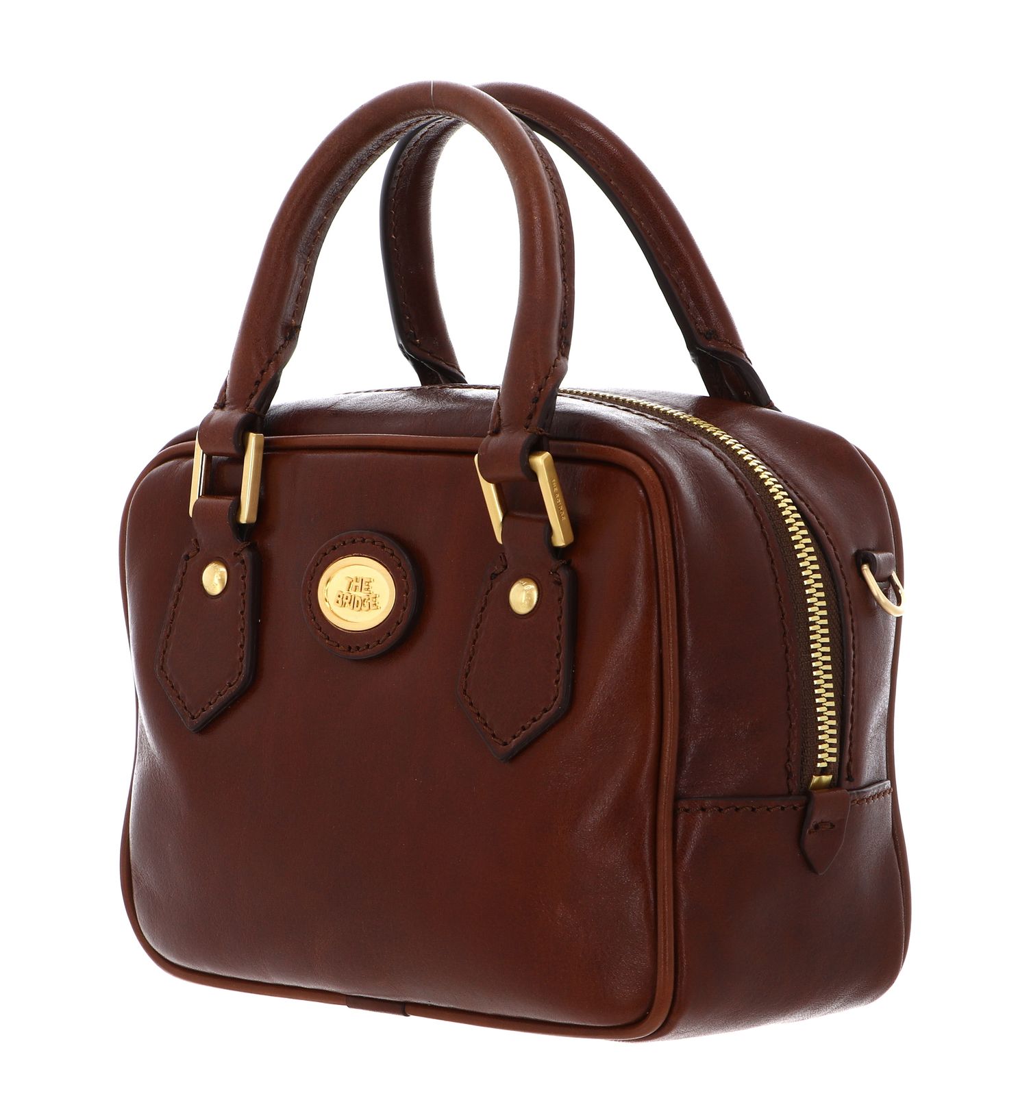 THE BRIDGE Stodo Boston Bag XS Marrone 14 / Oro THE BRIDGE Stodo Boston Bag XS Marrone 14 / Oro