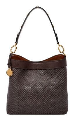 FOSSIL Jessie Woven Bucket Shoulder Bag Chocolate