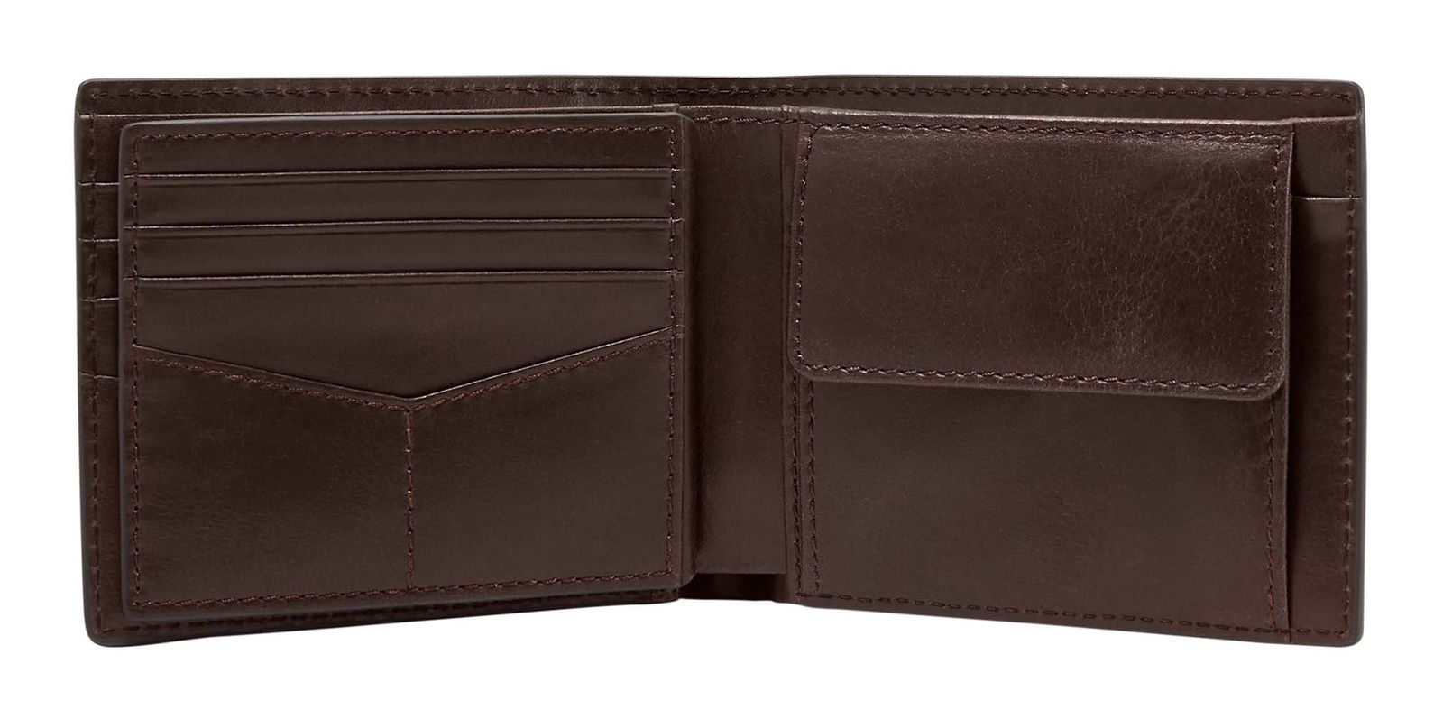 FOSSIL Derrick Coin Pocket Bifold Wallet Brown FOSSIL Derrick Coin Pocket Bifold Wallet Brown