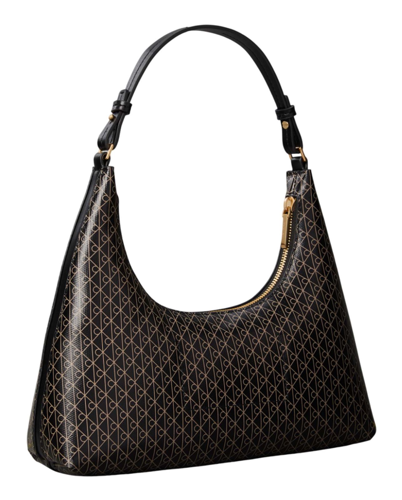 Calvin Klein Coated Emblem AOP Shoulder Bag Black AOP Calvin Klein Coated Emblem AOP Shoulder Bag Black AOP