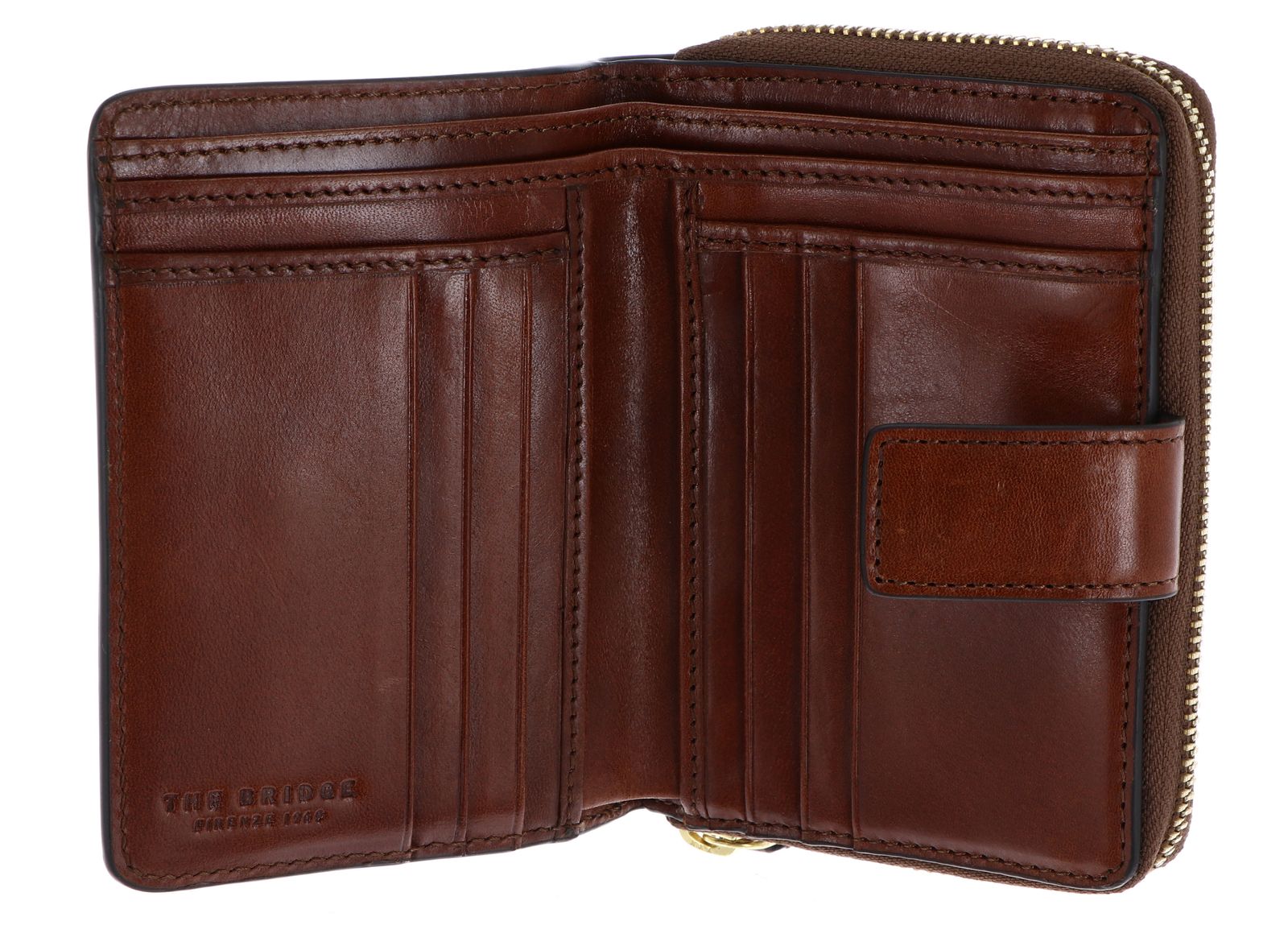 THE BRIDGE Frida Zip Around Wallet Marrone 14 / Oro THE BRIDGE Frida Zip Around Wallet Marrone 14 / Oro