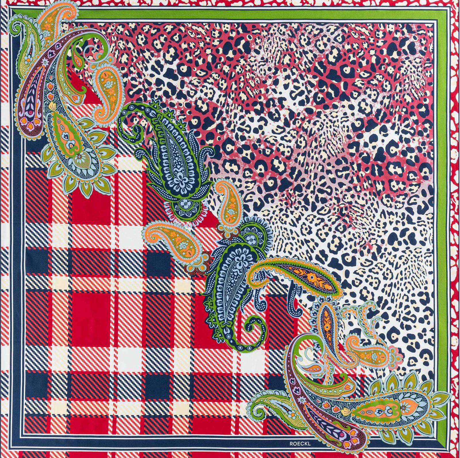 ROECKL Patchwork Leo Scarf Multi Red ROECKL Patchwork Leo Scarf Multi Red