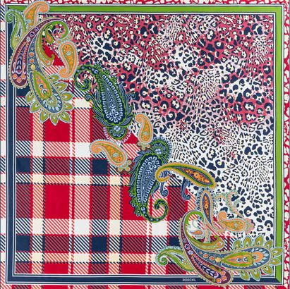 ROECKL Patchwork Leo Scarf Multi Red