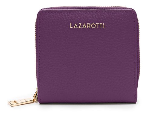 Lazarotti Bologna Leather Zip Wallet With 6 Card Slots Purple