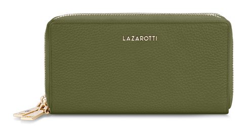 Lazarotti Bologna Leather Double Zip Around Wallet Olive
