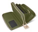 Lazarotti Bologna Leather Double Zip Around Wallet Olive
