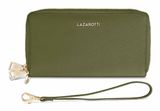 Lazarotti Bologna Leather Double Zip Around Wallet Olive