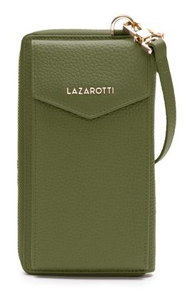 Lazarotti Bologna Leather Zip Around Wallet With Phone Pocket Olive