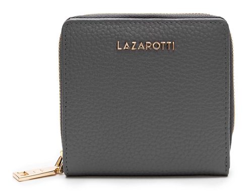 Lazarotti Bologna Leather Zip Wallet With 6 Card Slots Grey