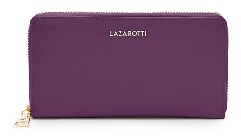 Lazarotti Bologna Leather Zip Around Wallet With 16 Card Slots Purple
