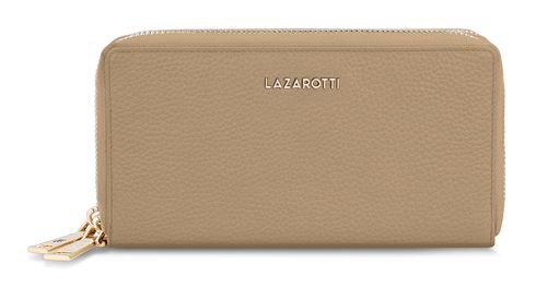 Lazarotti Bologna Leather Double Zip Around Wallet Sand
