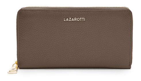 Lazarotti Bologna Leather Zip Around Wallet With 16 Card Slots Taupe