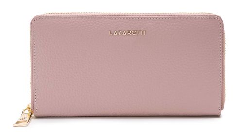 Lazarotti Bologna Leather Zip Around Wallet With 16 Card Slots Pink