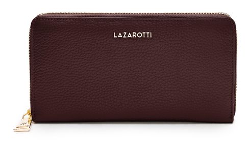 Lazarotti Bologna Leather Zip Around Wallet With 16 Card Slots Burgundy