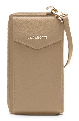 Lazarotti Bologna Leather Zip Around Wallet With Phone Pocket Sand