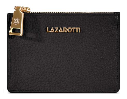 Lazarotti Bologna Leather Zip Etui 4 Card Slots Black