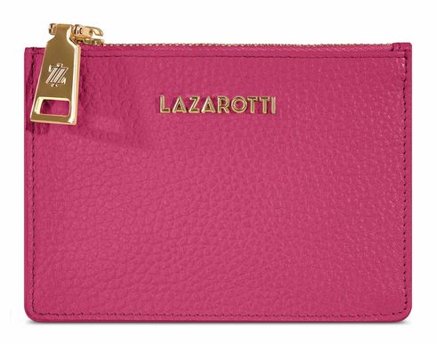 Lazarotti Bologna Leather Zip Etui 4 Card Slots Hot Pink