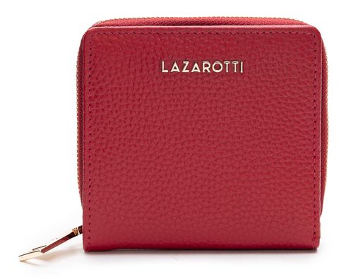 Lazarotti Bologna Leather Zip Wallet With 6 Card Slots Red