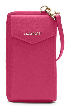 Lazarotti Bologna Leather Zip Around Wallet With Phone Pocket Hot Pink