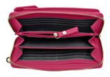 Lazarotti Bologna Leather Zip Around Wallet With Phone Pocket Hot Pink