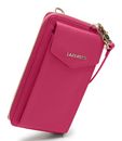Lazarotti Bologna Leather Zip Around Wallet With Phone Pocket Hot Pink