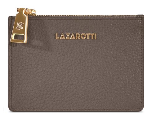 Lazarotti Bologna Leather Zip Etui 4 Card Slots Taupe