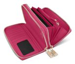 Lazarotti Bologna Leather Double Zip Around Wallet Hot Pink