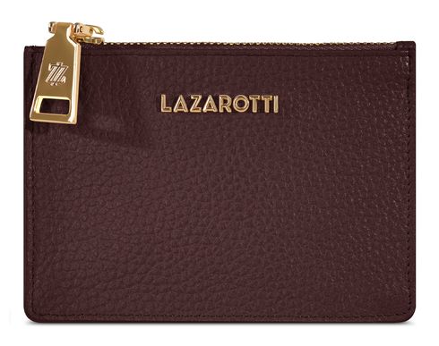 Lazarotti Bologna Leather Zip Etui 4 Card Slots Burgundy