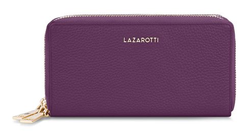 Lazarotti Bologna Leather Double Zip Around Wallet Purple
