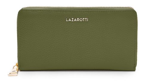 Lazarotti Bologna Leather Zip Around Wallet With 16 Card Slots Olive