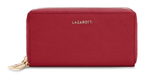 Lazarotti Bologna Leather Double Zip Around Wallet Red