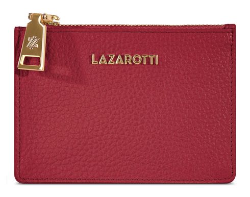 Lazarotti Bologna Leather Zip Etui 4 Card Slots Red