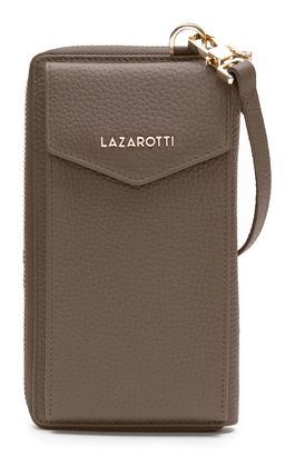 Lazarotti Bologna Leather Zip Around Wallet With Phone Pocket Taupe