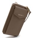 Lazarotti Bologna Leather Zip Around Wallet With Phone Pocket Taupe