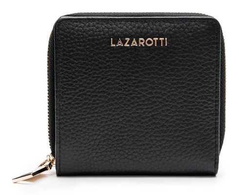 Lazarotti Bologna Leather Zip Wallet With 6 Card Slots Black