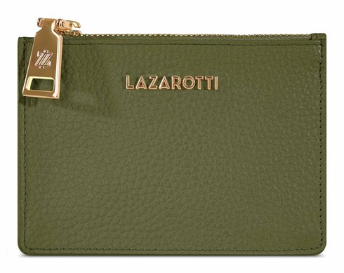 Lazarotti Bologna Leather Zip Etui 4 Card Slots Olive
