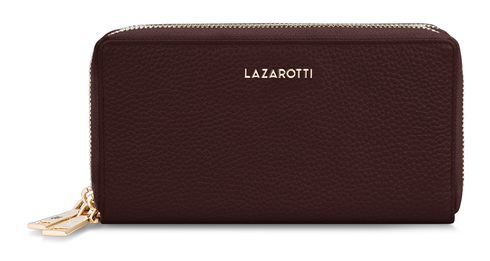 Lazarotti Bologna Leather Double Zip Around Wallet Burgundy